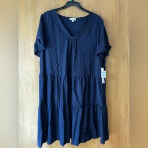 Luxology Blue Midi V-Neck Sundress